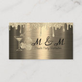 Gouden Glitter Private Party Bartender Visitekaartje (Voorkant)