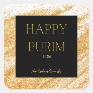 Gouden Glitter Purim Label