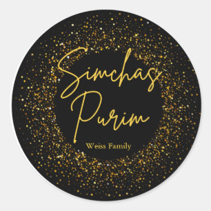 Gouden Glitter Purim Label