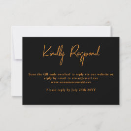 Gouden Glitter QR Code Huwelijks RSVP Kaart