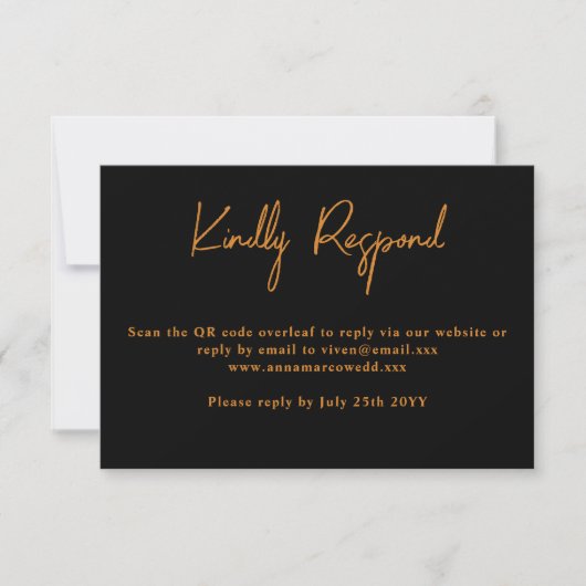 Gouden Glitter QR Code Huwelijks RSVP Kaart (Voorkant)