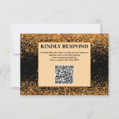 Gouden Glitter QR Code Huwelijks RSVP Kaart (Voorkant)