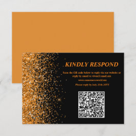 Gouden Glitter QR Code RSVP Kaart