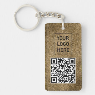 Gouden Glitter QR-code Zakelijke kaart Jouw Logo Sleutelhanger