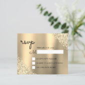 Gouden Glitter Quinceanera RSVP (Staand voorkant)