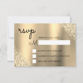 Gouden Glitter Quinceanera RSVP Kaart