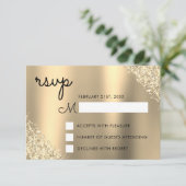 Gouden Glitter Quinceanera RSVP Kaart (Staand voorkant)