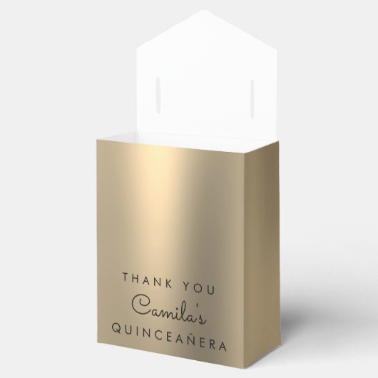 Gouden Glitter Quinceanera Sla de datum op Bedankdoosjes (Geopend)