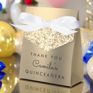 Gouden Glitter Quinceanera Sla de datum op Bedankdoosjes