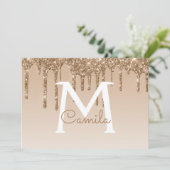 Gouden Glitter Quinceanera Sla de datum op Kaart (Staand voorkant)