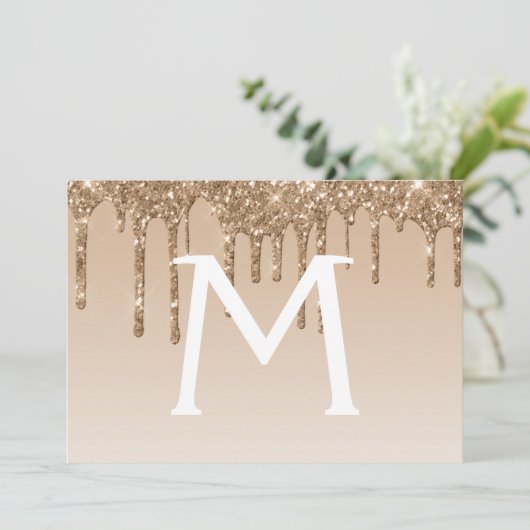 Gouden Glitter Quinceanera Sla de datum op Kaart (Staand voorkant)