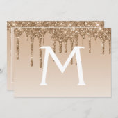 Gouden Glitter Quinceanera Sla de datum op Kaart (Voorkant / Achterkant)