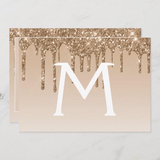 Gouden Glitter Quinceanera Sla de datum op Kaart (Voorkant / Achterkant)