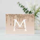 Gouden Glitter Quinceanera Sla de datum op Kaart (Staand voorkant)