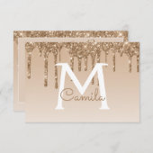 Gouden Glitter Quinceanera Sla de datum op Kaart (Voorkant / Achterkant)