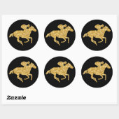 Gouden Glitter Racehorse op Black Derby Party Ronde Sticker (Vel)