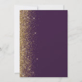 Gouden Glitter Rand Donkerpaarse Save the Date Aankondiging (Achterkant)