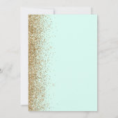 Gouden Glitter Rand Mintgroene Save the Date Aankondiging (Achterkant)