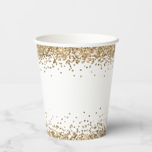 Gouden Glitter Rand Namen Verlovingsfeest Papier C Papieren Bekers (Achterkant)