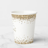 Gouden Glitter Rand Namen Verlovingsfeest Papier C Papieren Bekers (Links)