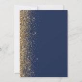 Gouden Glitter Rand Navy Blauwe Save the Date Aankondiging (Achterkant)