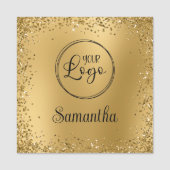 Gouden Glitter Rand Vervaging Logo Naamplaatje (Voorkant)