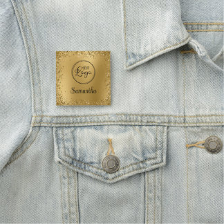 Gouden Glitter Rand Vervaging Logo Naamplaatje