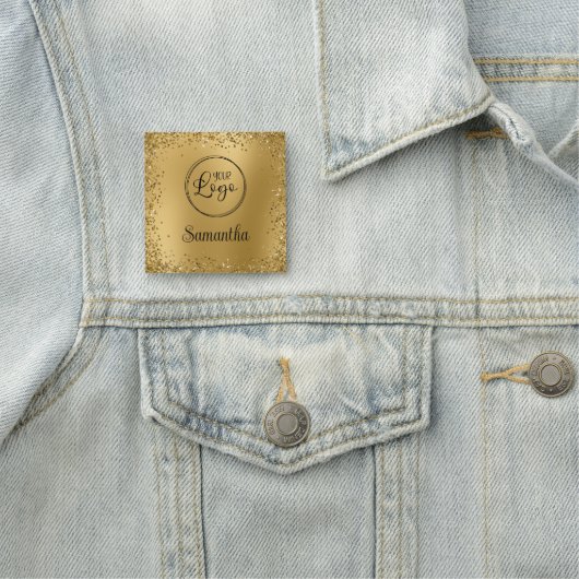 Gouden Glitter Rand Vervaging Logo Naamplaatje (In situ)