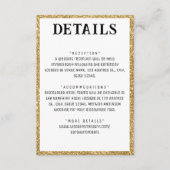 Gouden Glitter Rand & Wit Bruiloft Details Informatiekaartje (Voorkant)