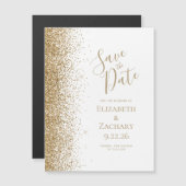Gouden Glitter Rand Witte Magnetische Save the Dat (Voorkant / Achterkant)