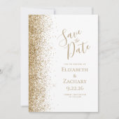 Gouden Glitter Rand Witte Save the Date Aankondiging (Voorkant)