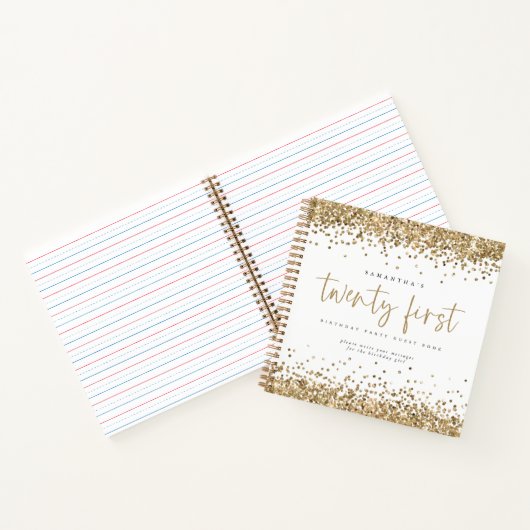 Gouden Glitter Randen 21e Verjaardag Gastboek Notitieboek (Binnen)