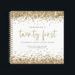 Gouden Glitter Randen 21e Verjaardag Gastboek Notitieboek<br><div class="desc">Gouden Glitter Randen 21e Verjaardag Feest Gastboek De belangrijkste kop is in een stijlvol script en de rest van de tekst kun je gemakkelijk personaliseren.</div>