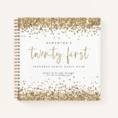 Gouden Glitter Randen 21e Verjaardag Gastboek Notitieboek (Voorkant)