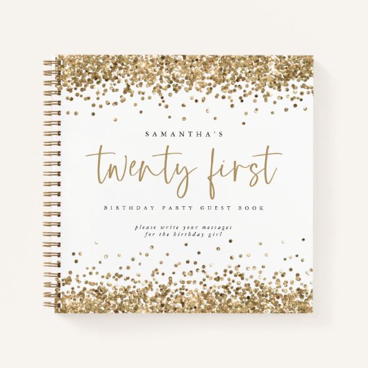 Gouden Glitter Randen 21e Verjaardag Gastboek Notitieboek (Voorkant)
