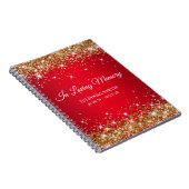 Gouden Glitter Red Memorial Service Gastenboek Notitieboek (Rechterzijde)