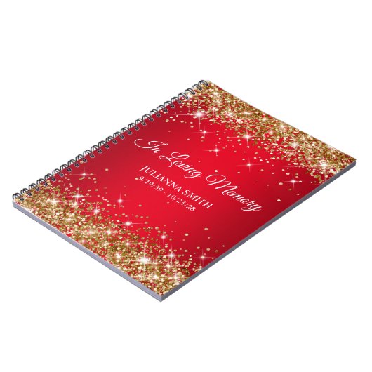 Gouden Glitter Red Memorial Service Gastenboek Notitieboek (Linkerzijde)