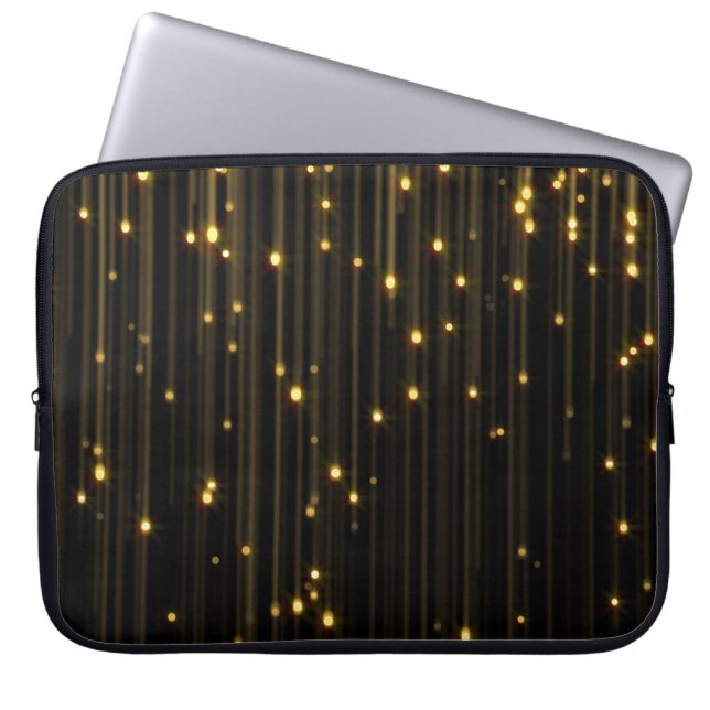 Gouden Glitter Regen Licht Gordijn Laptop Sleeve (Voorkant)