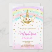 Gouden Glitter Regenboog Eenhoorn Verjaardag Uitno Kaart (Voorkant)