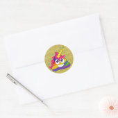 Gouden Glitter Regenboog Poep Eenhoorn Emoji Stick Ronde Sticker (Envelop)