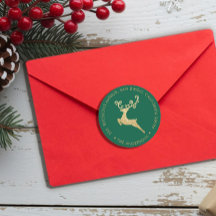Gouden Glitter Rendier Groen Retouradres Kerst