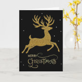 Gouden Glitter Rendier Zalig Kerst Kaart (Gele Bloem)