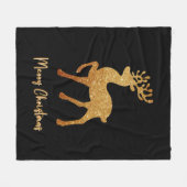 Gouden Glitter rendieren op zwart Fleece Deken (Voorkant (Horizontaal))