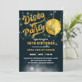 Gouden Glitter Retro 70s Disco Ball Verjaardag Kaart (Staand voorkant)