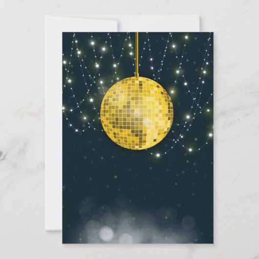 Gouden Glitter Retro 70s Disco Ball Verjaardag Kaart (Achterkant)