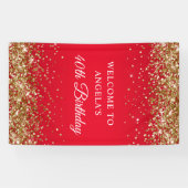 Gouden Glitter Rode 40e Verjaardag Verticaal Spandoek (Horizontaal)