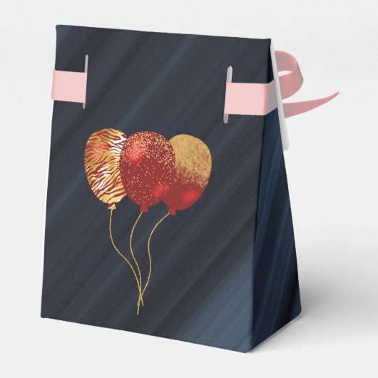 Gouden Glitter rode ballonnen dank u Bedankdoosjes (Achterkant)