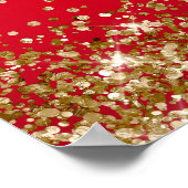 Gouden Glitter Rode Bruiloft Feest Welkom Poster (Hoek)