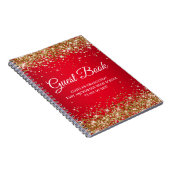 Gouden Glitter Rode Glam Gradiënt Afstudeer Gast Notitieboek (Rechterzijde)