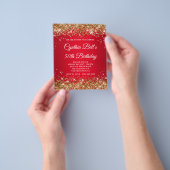 Gouden Glitter Rode Gradiënt 50e Verjaardag Uitnod Flyer (Hand)